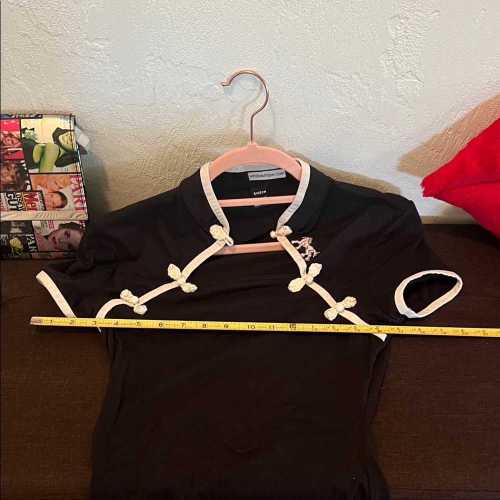 # 0692+ SHEIN Black Mini Dress with White Trim & WHT logo - Picture 5 of 5